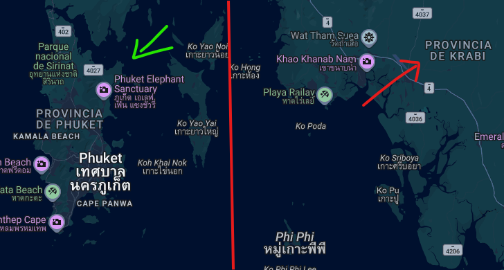 image3 Mapa de la isla de Phuket en el sur de Tailandia, mostrando su conexión con el continente a través del puente Sarasin y su ubicación en el Mar de Andamán.